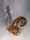 Murano Glass Snail Vibrant Green Orange with Gold Flecks 5” X 4.5” X 3”