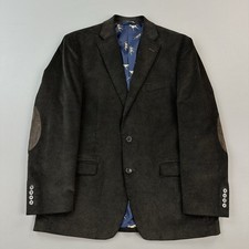 Chaps Blazer Mens 42R Brown Corduroy Dog Print Liner Elbow Patch Sport Coat