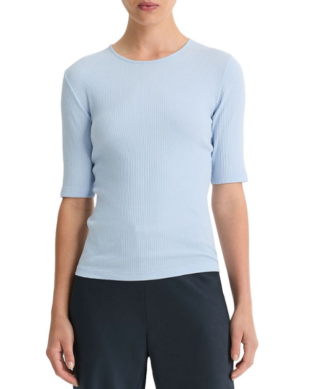 Vince Ribbed Elbow Sleeve Tee MSRP $125