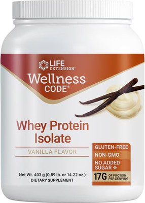 2 X Life Extension Wellness Code Whey Protein Isolate Vanilla -- 14.22 oz