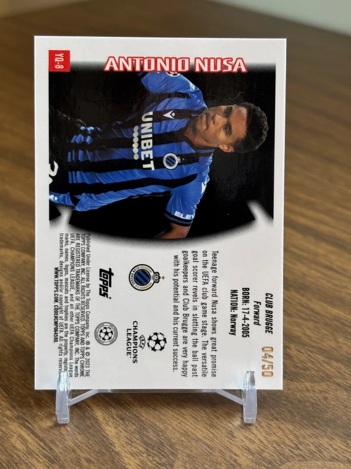 Antonio Nusa 2023-24 Topps Chrome UCC Youthquake Gold Refractor /50 Rookie RC - Image 2 of 2