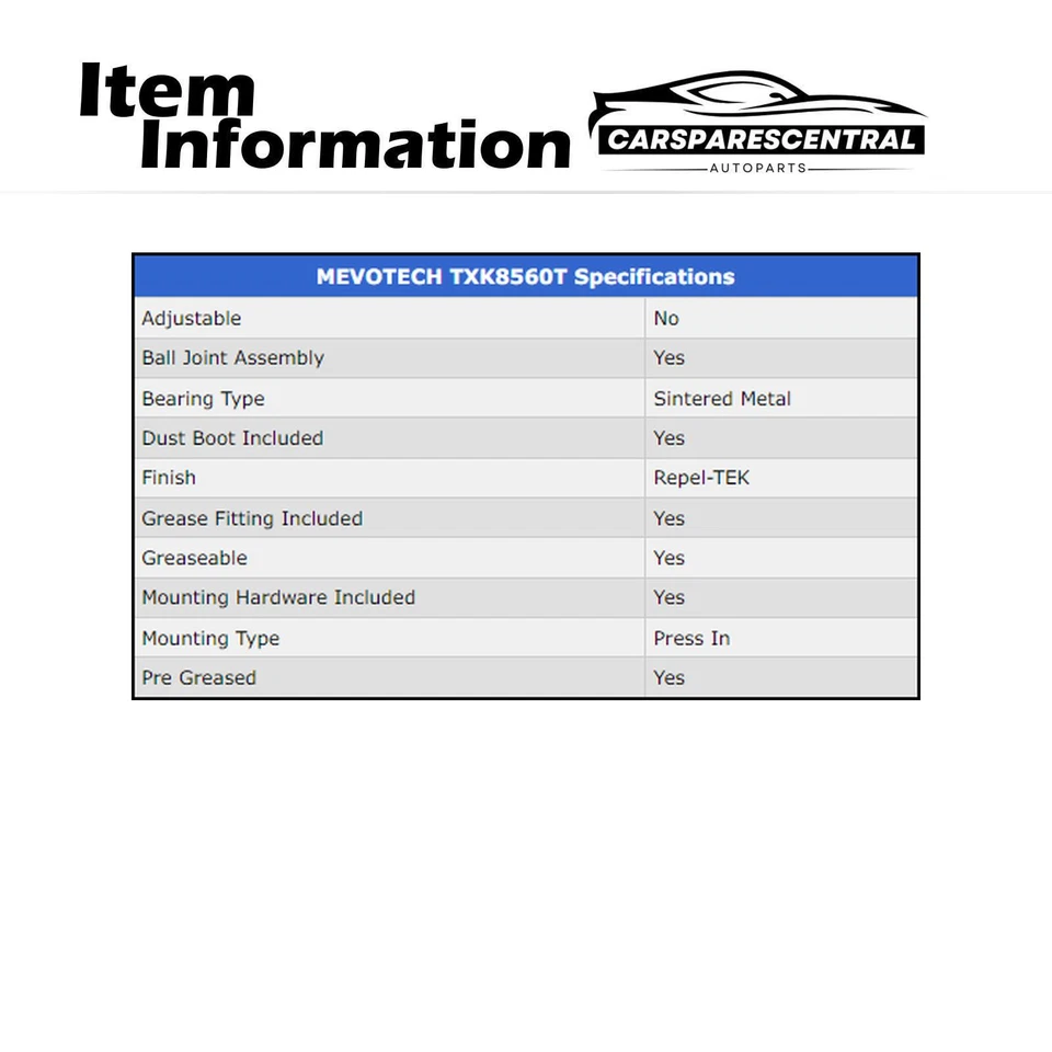 Mevotech TTX Suspension Ball Joint Kit Front Upper 2x For Mazda B2300 1994-1997 - Image 4 of 4