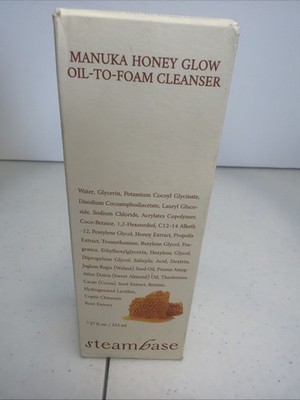 Steambase Manuka Honey Glow Oil to Foam Cleanser 7.27oz NEW Exp 12/2027