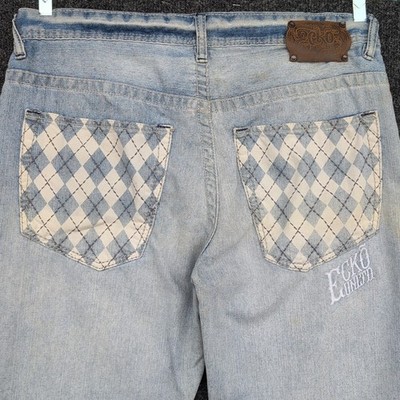 Vintage Ecko Unlimited Pants Mens 34x32 Diamond Embroidery Skater Baggy Jean Y2K