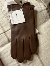 Coach Women Dark Saddle Tech Gloves- Medium