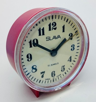 Vintage Soviet Slava Alarm Clock USSR 2nd Moscow Watch Factory 11 Jewels