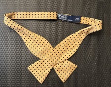 Polo Ralph Lauren Men's 100 Silk Bow Tie Yellow Polka Dot Made In Italy
