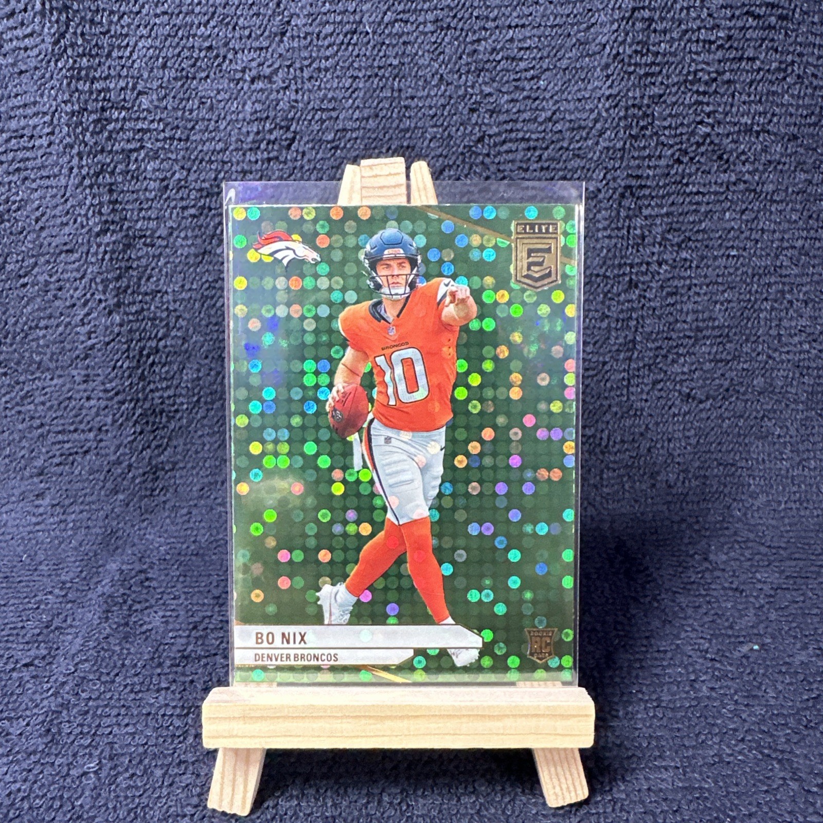 2024 Panini Donruss Elite Rookies Bo Nix #175 Green Disco (RC) Denver Broncos