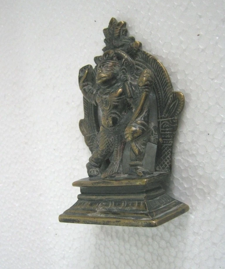 VINTAGE BRONZE HANUMAN STATUE DEITY HINDU IDOL - Image 3 of 4