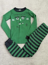 Hanna Andersson Green Monster Stripe Organic Cotton Pajama Set Size 8