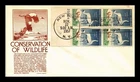 US COVER WHOOPING CRANES WILDLIFE CONSERVATION FDC PLATE BLOCK ANDERSON