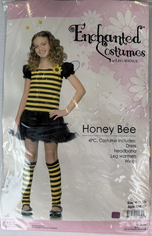 Disfraz de abeja melífera para niñas CON enagua, alas, diadema y calentadores de piernas M 7-10 NUEVO Foto 2 de 4