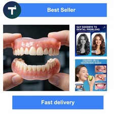 Full Set Natural Dentures Upper & Lower Silicone Fake Teeth Comfort Fit