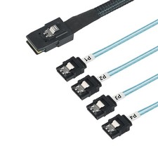 Mini SAS SFF8087 36Pin To 4x SATA 7Pin Internal Breakout Cable 3.3 Feet
