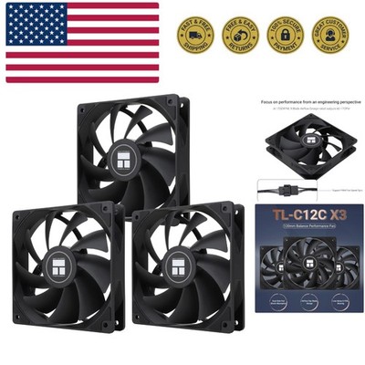 TL-C12C X3 CPU Fan 120mm Case Cooler Fan, 4pin PWM Silent Computer Fan with S...