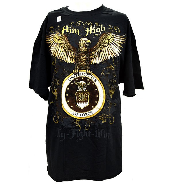 Мужская футболка из плотного хлопка ВВС США черного цвета, средний размер