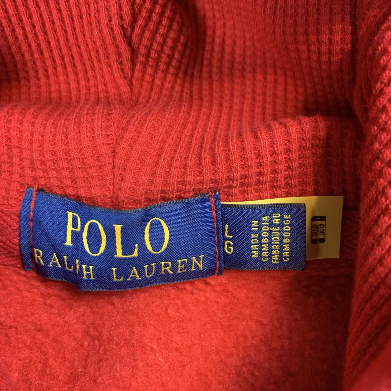 Polo Ralph Lauren Hoodie Men L Red Full ZIp Fleece Sweatshirt Heavyweight thumbnail 3