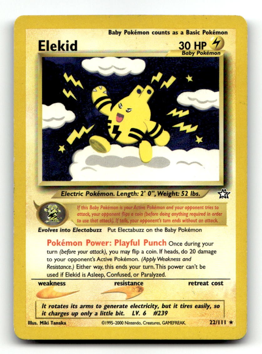 Elekid 22/111 Rare Neo Genesis Pokemon Unlimited MP