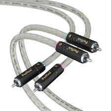 HiFi Stereo RCA Cable Pure Copper Silver Plated Conductor Single RCA Male to ...