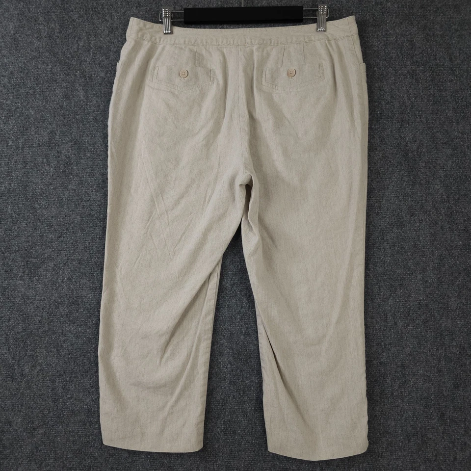 J Jill Pants Womens 14P Beige Linen Blend Cropped Genuine Fit Below Waist Casual - Image 2 of 4