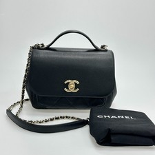 Chanel Affinity Small Top Handle Flap Bag Black Caviar Leather Gold Hardware