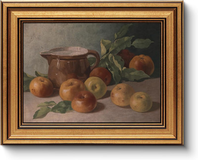 Gold Framed Vintage Wall Art for Living Room Harvest Apples Still Life Oil Paint
