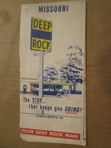Deep Rock Oil Corporation Highway Road Map of Missouri 1956