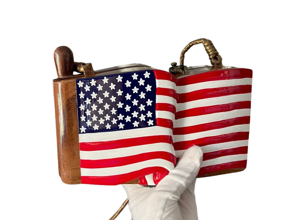 Timmy Woods Signed Limited Edition Handmade Wooden American Flag Purse/Handbag - Image 3 of 4