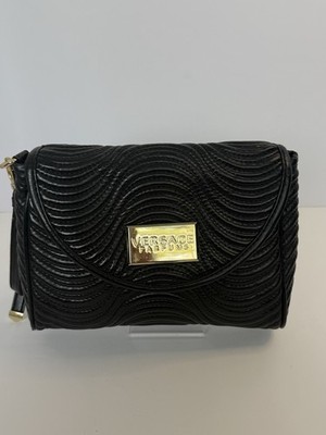Versace Parfume Clutch Wristlet Textured Purse Small Bag Gold Hardware Designer