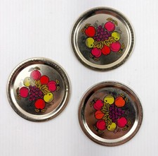 Fruit LIDS for Ball Quilted Crystal Jelly Jars Vintage Set of 3