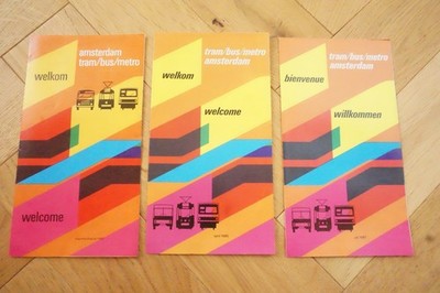 1983 1985 1987 Amsterdam Holland Eisenbahn Bus Straßenbahn Streckenkarte x3 sehr guter Zustand