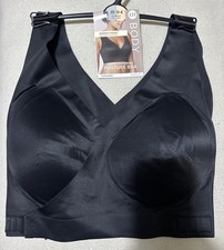 M&S BODY PERFECT POISE FRONT FASTENING NONWIRED POSTURE BRA BLACK Size 20 (D-E)