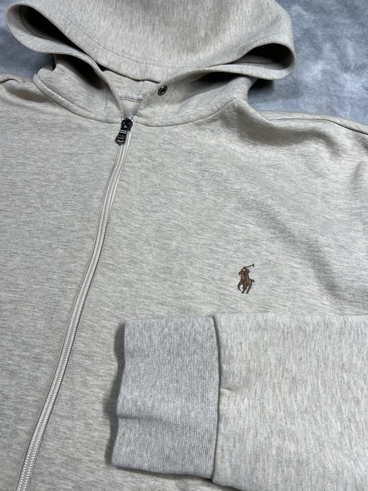 Polo Ralph Lauren Felpa con Cappuccio Zip Uomo Grande Alta LT Marrone Marrone Tan Pony