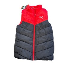 NWT Puma Kids Puffer Vest Red Black Colorblock Full Zip Quilted Size M 10/12