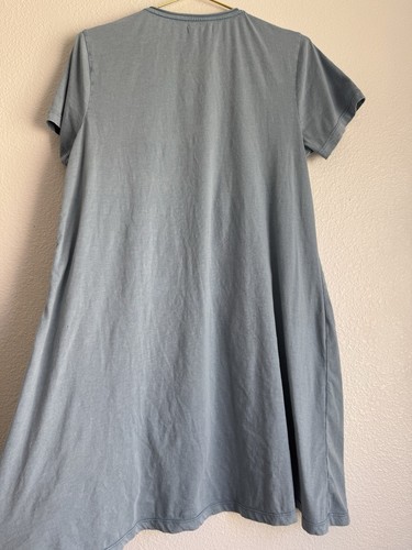 Caite Cotton Embroidered Dress Floral Lightweight Boho Short Sleeve Blue XL - Picture 6 of 12