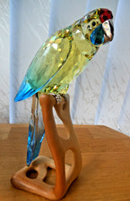 Swarovski Crystal Paradise Green Rosella Parrot 901601 on perch - Mint & Boxed