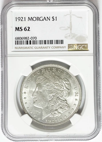 1921 $1 Morgan Silver Dollar MS62 NGC Uncirculated Philadelphia