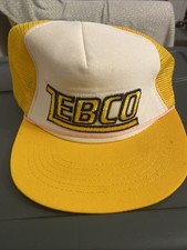 VTG ZEBCO Mesh Trucker Hat Yellow White Snapb...