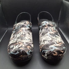 Sanita Womens Danish Design Clogs Size 37 Marble Pattern Comfortable Work Shoes