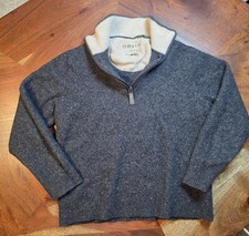 Orvis Sweater Boy's Large Gray Wool Half Zip Pullover Outdoors Fishing Logo Warm