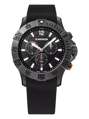 Wenger Schweizer Armee 01.0643.120 Seaforce schwarzes Zifferblatt Herrenuhr 43 mm UVP $395 - Bild 1 von 5
