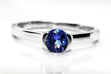 9ct White Gold AA Tanzanite Bezel Solitaire Ring 0.55ct Size P-Q