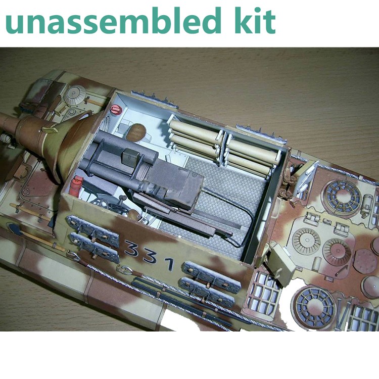 1:25 Scale WWII Jagdtiger Heavy Tank Destroyer Model Paper Unassembled Kit Toy