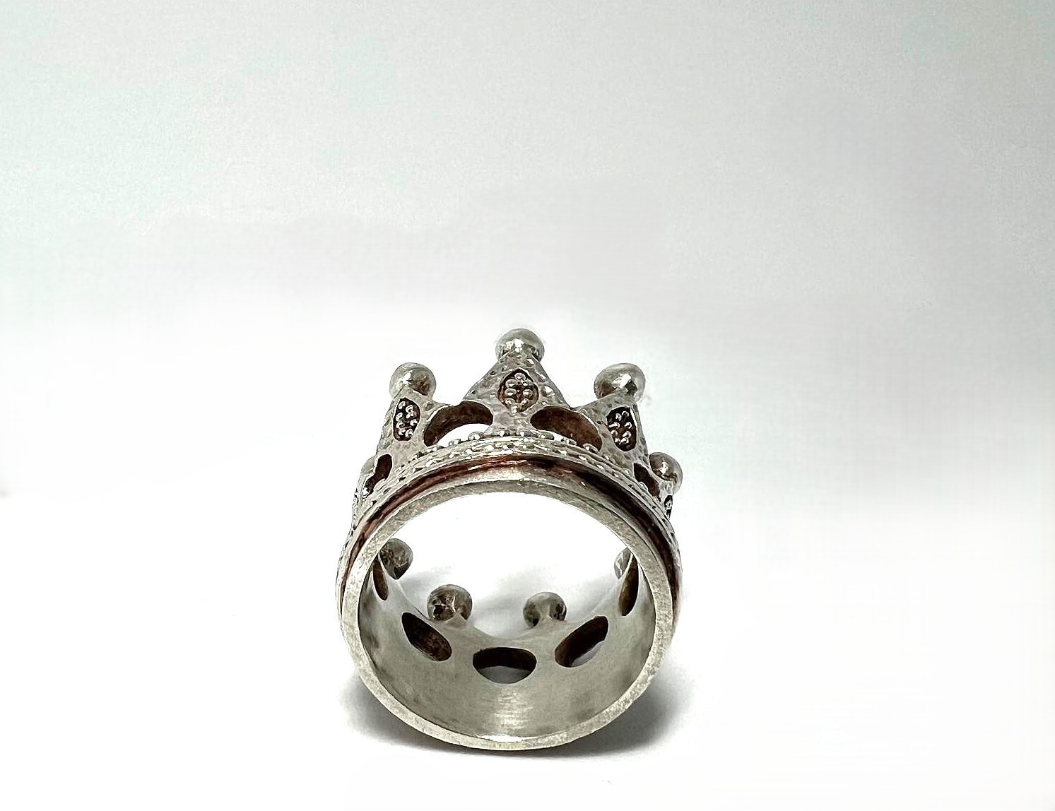 Solid Silver Crown Ring 925 Look Gothic Vintage E… - image 3
