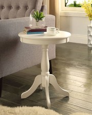 Tavolino tradizionale rotondo in legno con piedistallo bianco largo 18" Alger