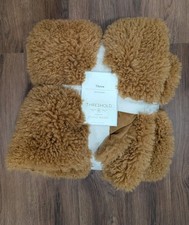 NWT threshold 50 x 60 in machine washable faux fur brown fall throw blanket