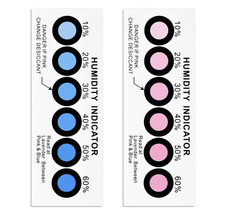 50 Pack Humidity Indicator Cards, 6 Spot 10-60 Blue to Pink, Humidity Strips, R