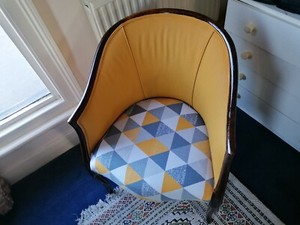 Chair Solid Frame Vintage Retro Wooden Tub Reupholstered Chair Solid Frame Vintage Retro, How Much Does It Cost To Recover A Tub Chair