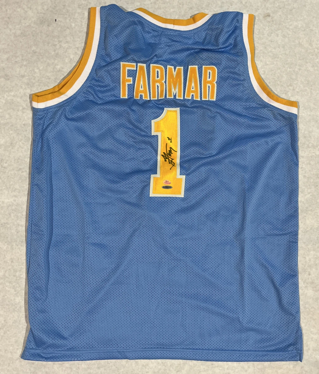 New Signed Jordan Farmar Sewn Stitched Pro Custom Blue Jersey UDA Hologram