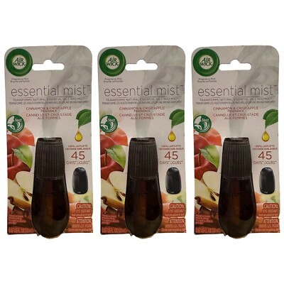 3 Pk Air Wick Essential Mist Cinnamon & Crisp Apple 0.67 oz Diffuser Oil Refill